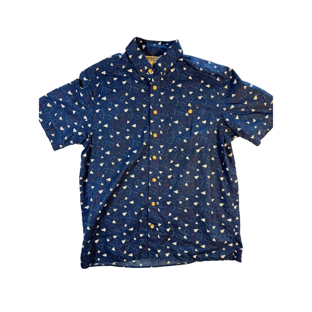 Duluth Trading‎ Relaxed Fit Short Sleeve Casual Shirt Large Tall Airplane  Print